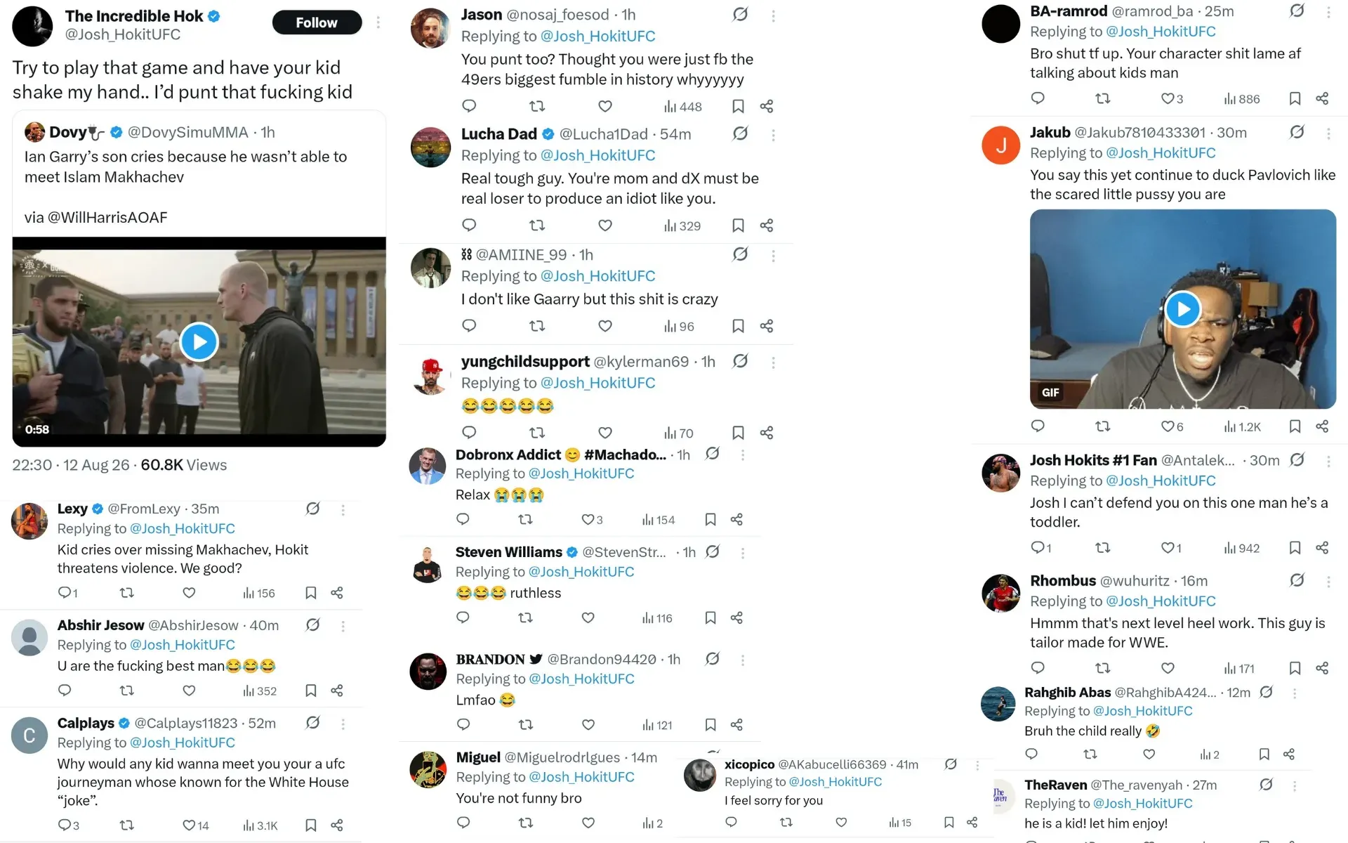Josh Hokit Ian Machado Garry son Leo fan reactions screengrabs